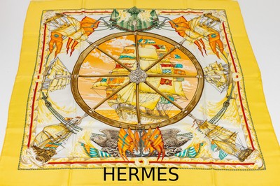 Image HERMES Seiden Carree ´Vive Le Vent´, Design Laurence Bourthoumieux, gelbgrundig, ...