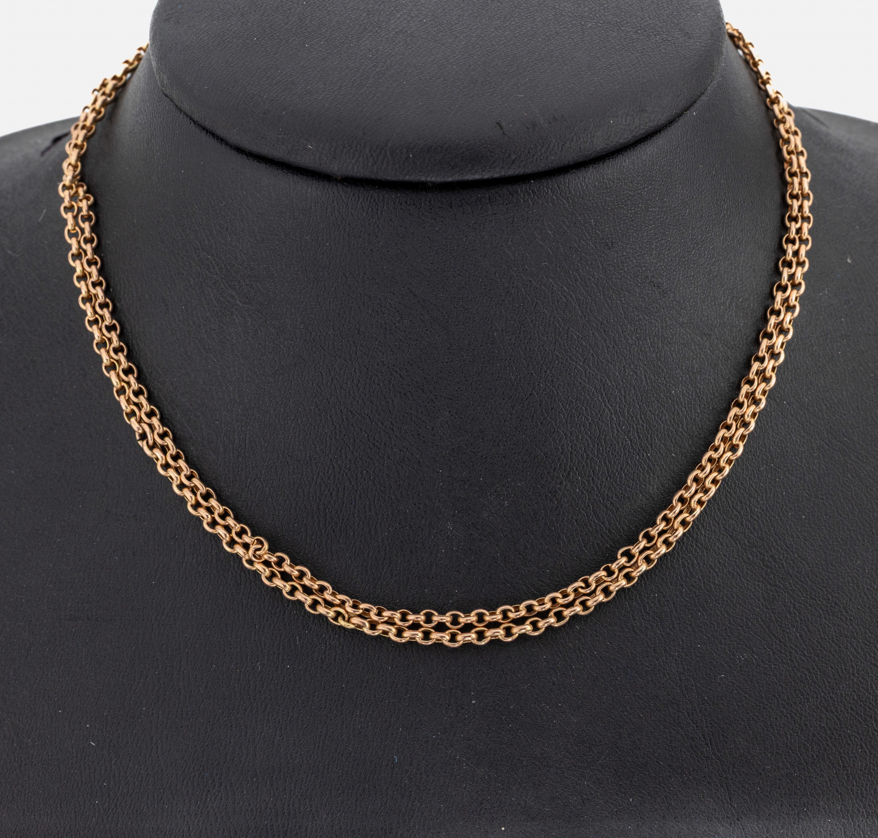 8 kt Gold Uhrenkette, um 1900, RG 333/000, 2-rhg., L. ca 76 cm, Karabinerschließe, ca. 16.6 g