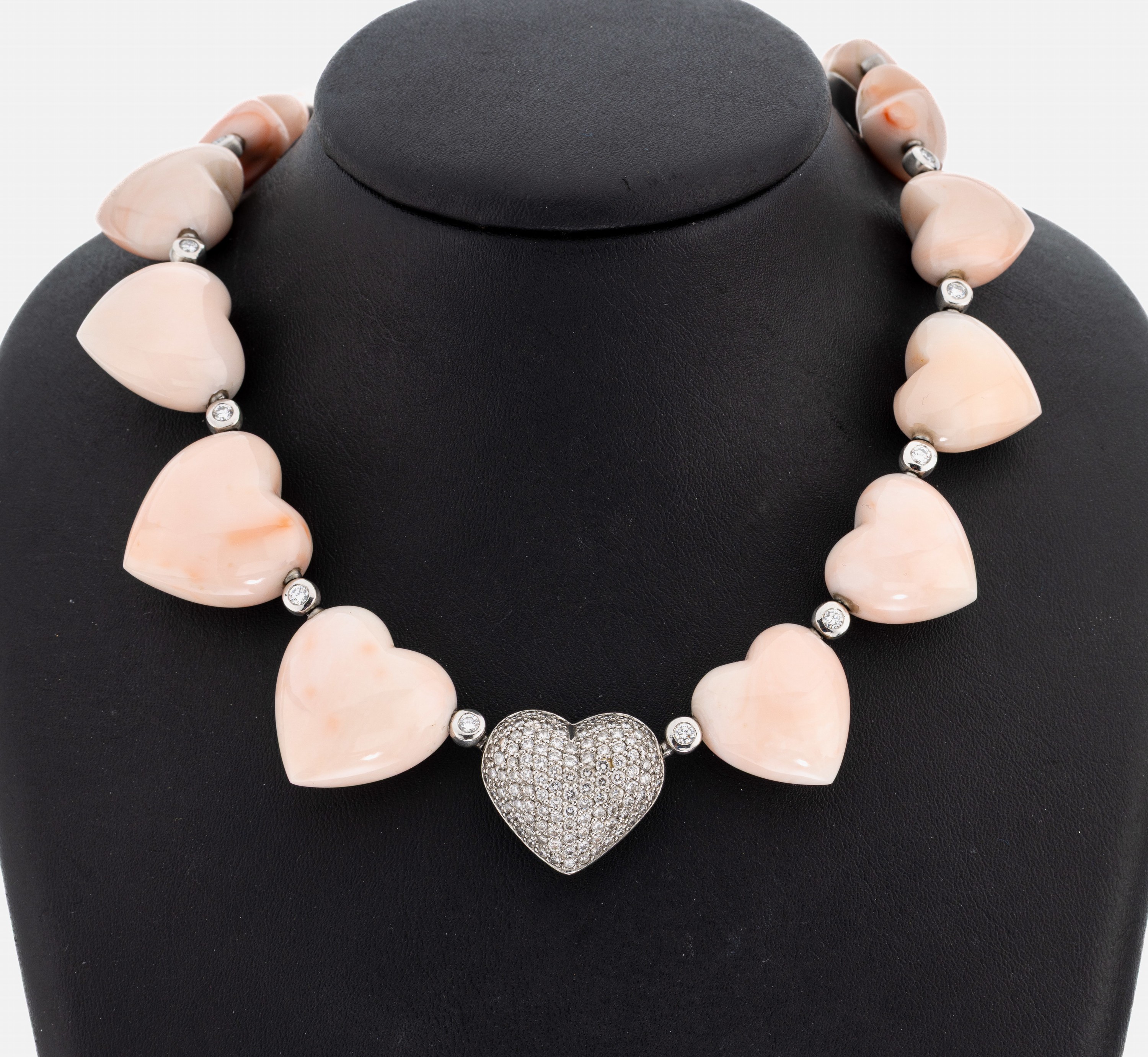 Image 26991342 - Platin Korallen-Brillant-Rubin-Collier, Pt,außergewöhnliche Gestaltung, im Verlauf ...