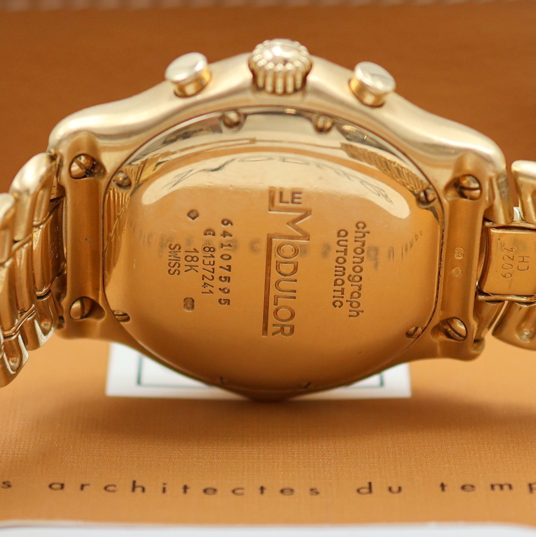 Detail d: EBEL Armbandchronograph Le Modulor Referenz 8137241, Schweiz verk. lt. Pap. 09/2003, Automatik, Chronometer in massiv GG 750/000 inkl. Gliederband m. ...