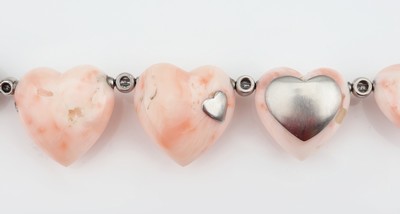 26991342c - Platin Korallen-Brillant-Rubin-Collier, Pt,außergewöhnliche Gestaltung, im Verlauf ...