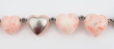 26991342d - Platin Korallen-Brillant-Rubin-Collier, Pt,außergewöhnliche Gestaltung, im Verlauf ...