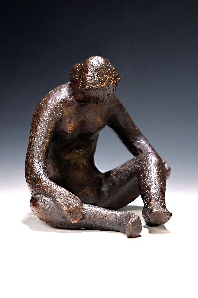 Image H. Happy, contemporary artist, sitting female act, bronze, sign. And num. 2/15, H. ...
