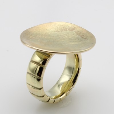 Image Massiver ausgefallener Ring, GG 585/000, Ringkopf gebürstet, Ringschiene breit ...