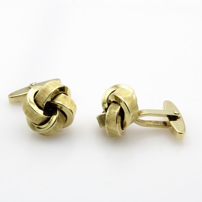 Image Paar Manschettenknöpfe, GG 585/000, in Knotenform, z.T. guillochiert