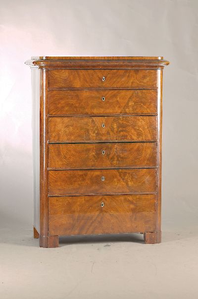 Image Chiffoniere/Hochkommode, Biedermeier, um 1840 , Mahagonifurnier, 6 Schubladen, ca. 148 x ...