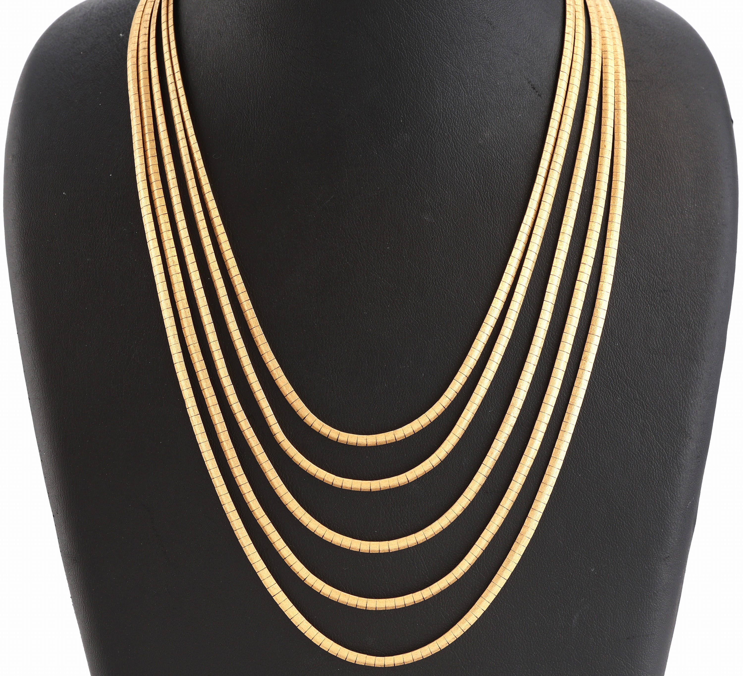 Image 26992111 - 18 kt Gold Collier, GG 750/000, sat., 5- rhg., L. ca. 40 cm, Kastenschloss mit ...