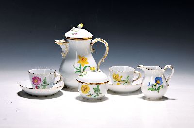 Image Mokkaservice, Meissen für 6 Personen, 2.H. 20. Jh., Blume I., polychrome Bemalung, ...