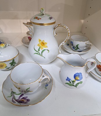 26992101b - Mokkaservice, Meissen für 6 Personen, 2.H. 20. Jh., Blume I., polychrome Bemalung, ...