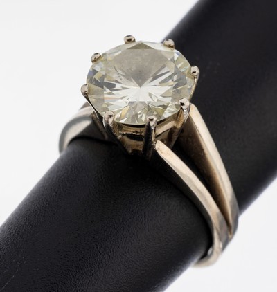 26992113a - 14 kt Gold Brillant-Ring, WG 585/000, Brillant ca. 2.60 ct (grav.) l.get.Weiß/si, RW ...