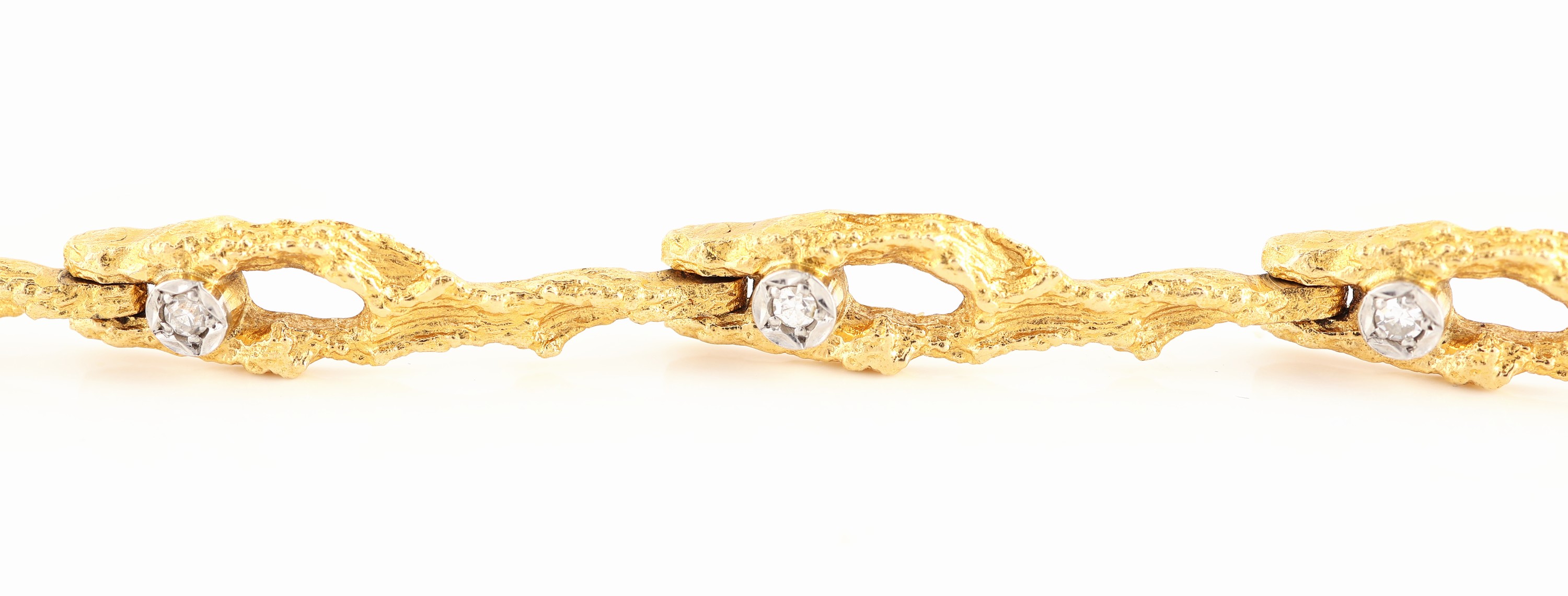 Detail b: 18 kt Gold LAPPONIA Diamant-Armband, GG/WG 750/000, Finnland 1982, typ. abstraktes Design, 8 in WG gefasste 8/8-Diamanten zus. ca. 0.12 ct Weiß/si, ...