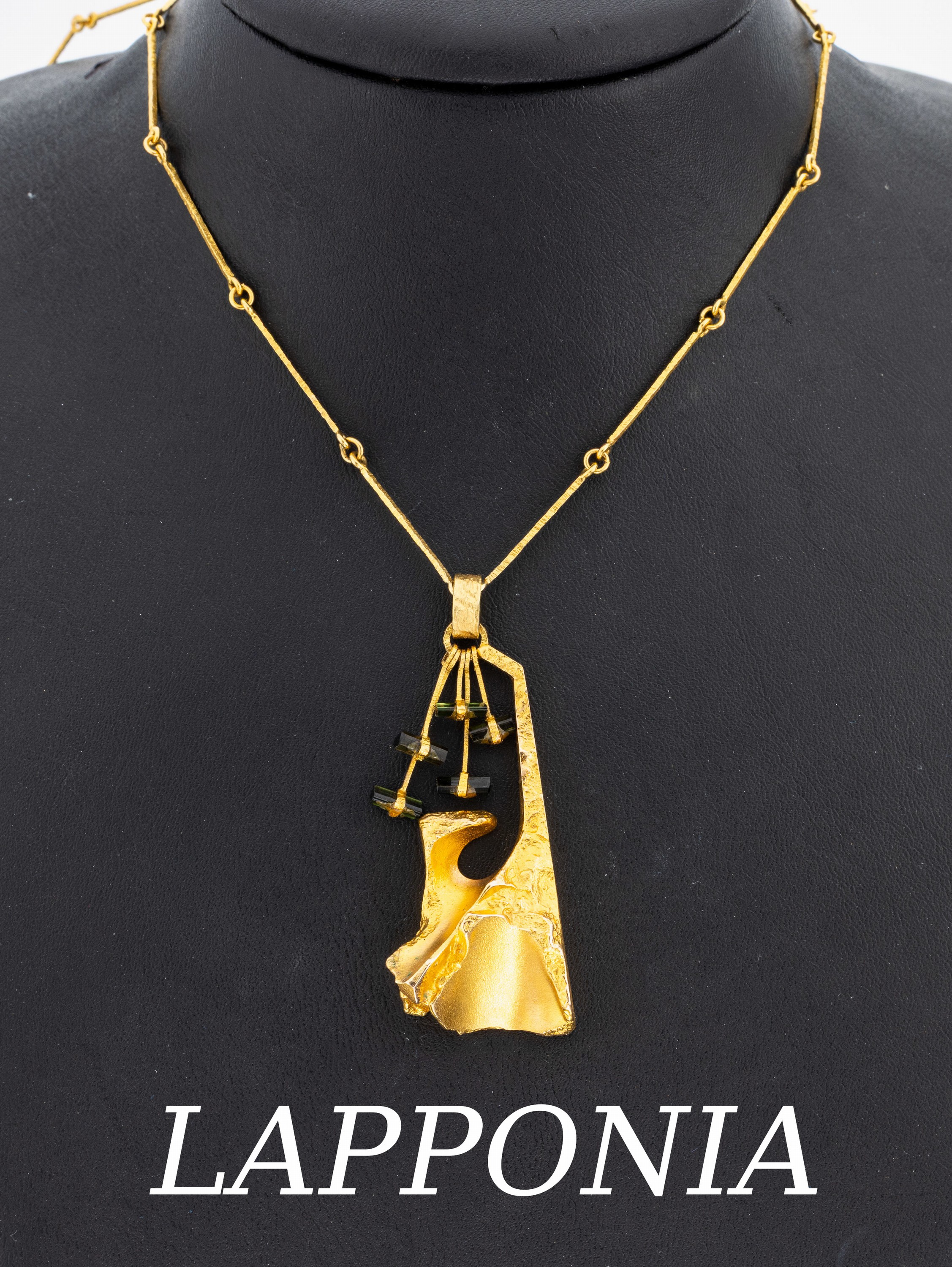 Image 26992560 - 14 kt Gold LAPPONIA Turmalin-Collier, GG 585/000, Finnland, 1978, typ. abstraktes ...