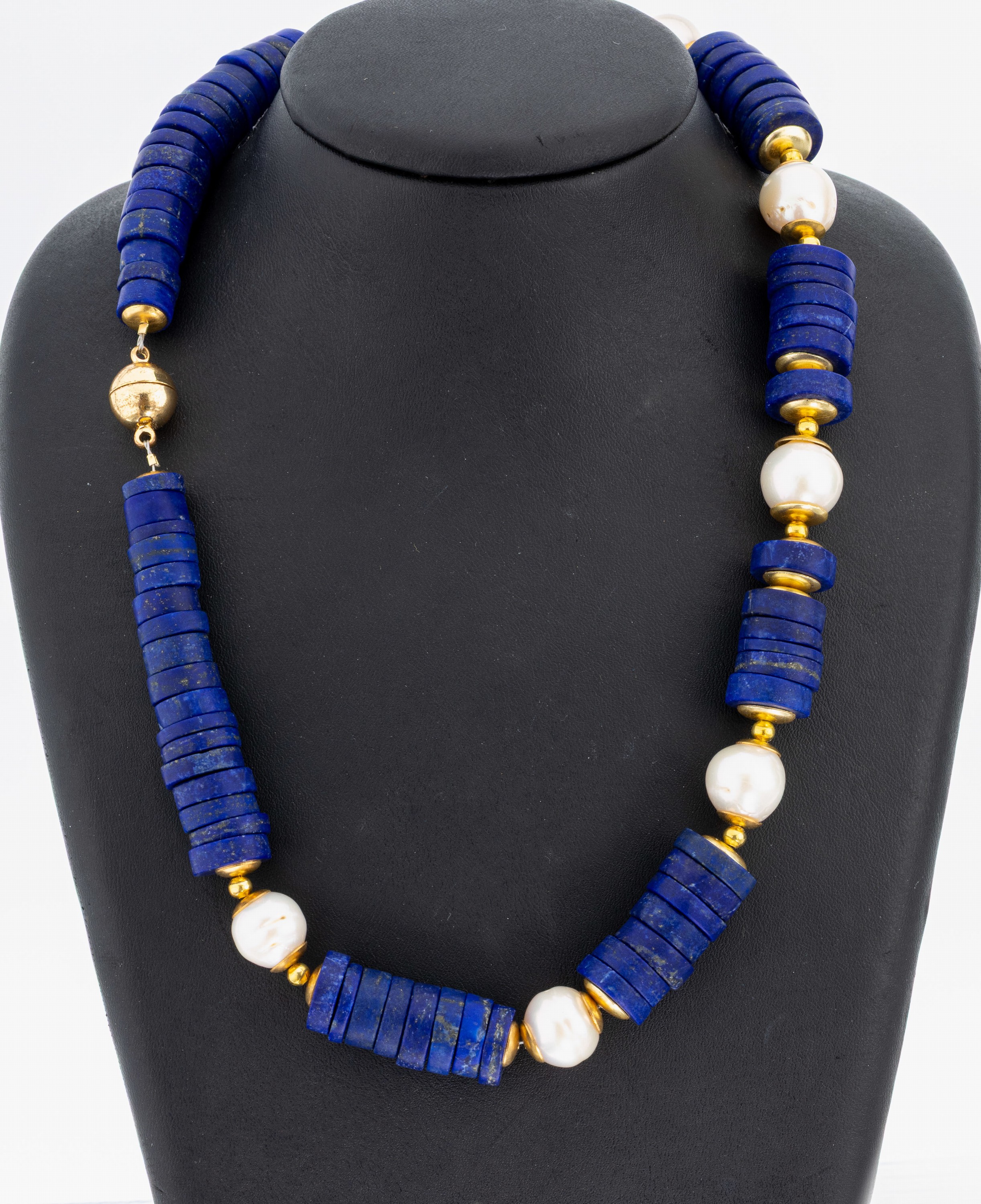 Image 26992648 - Lapislazuli-Perl-Collier, Lapislazuli- Scheiben in versch. Größen, 7 l. unrunde ...