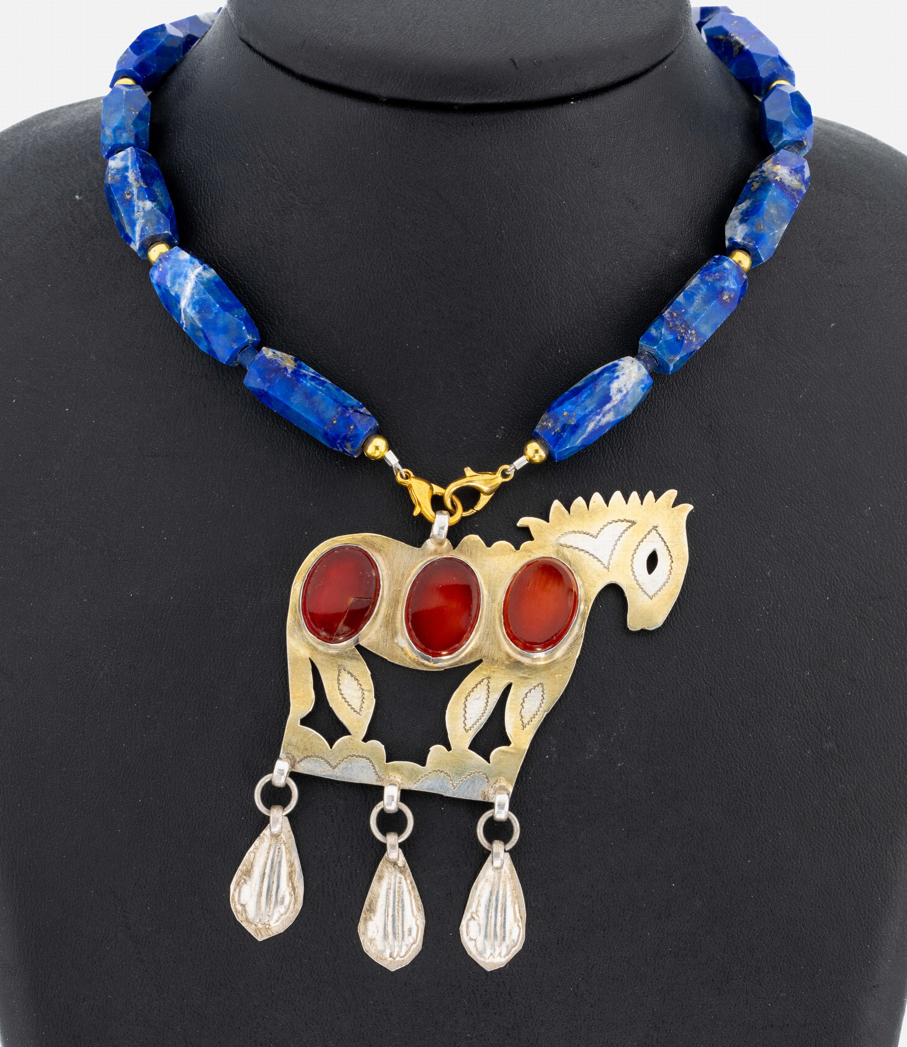 Image 26992661 - Lapislazuli-Collier, längliche facett. Lapislazuli-Glieder, Zwischenglieder verg., ...