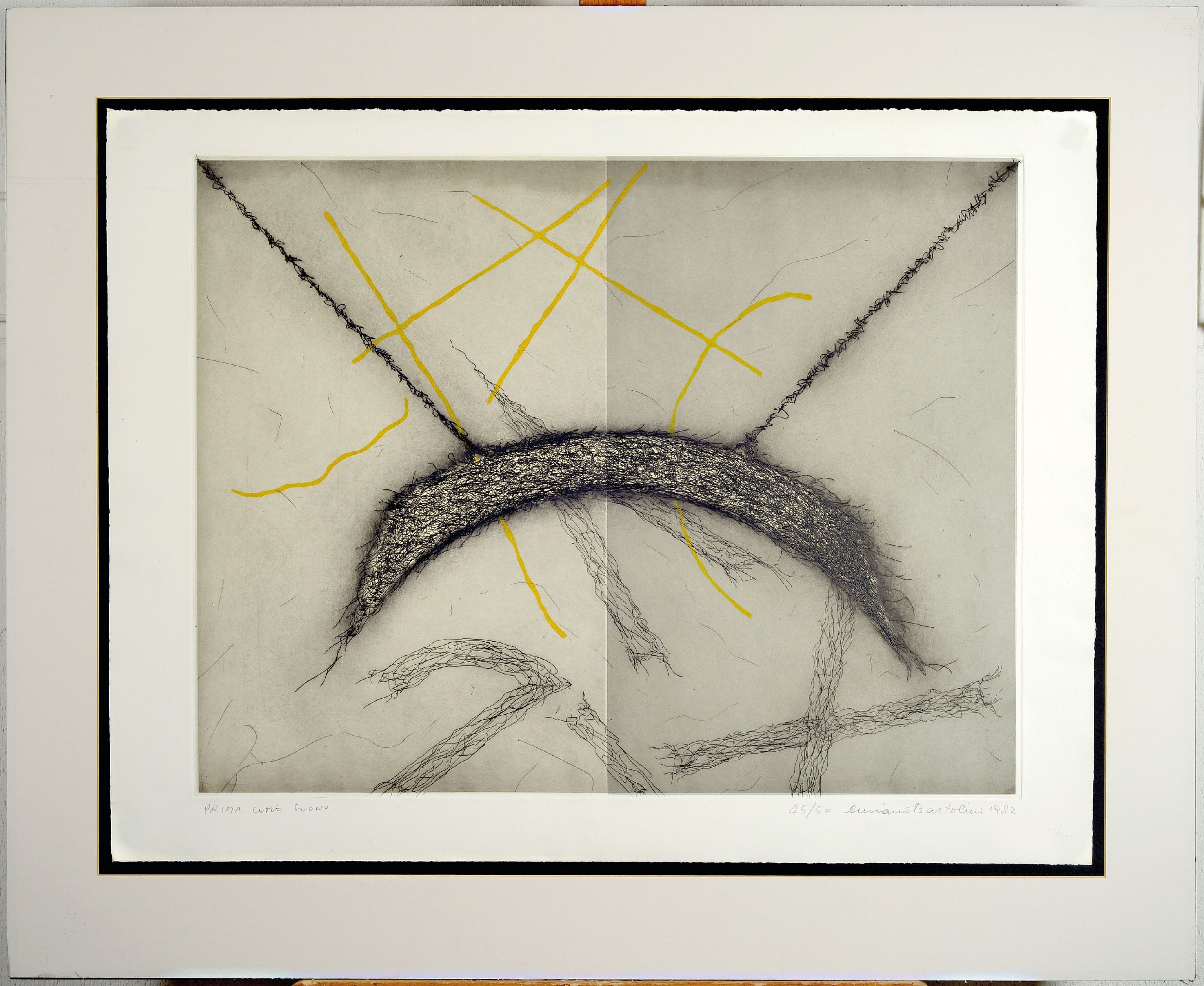 Detail k: Luciano Bartolini, 1948 Fiesole-1994, 2 Radierungen Ed. 45/50 datiert 1982 & Ed. 13/30datiert 1982; und ein Ausstellungskatalog mit Widmung und ...