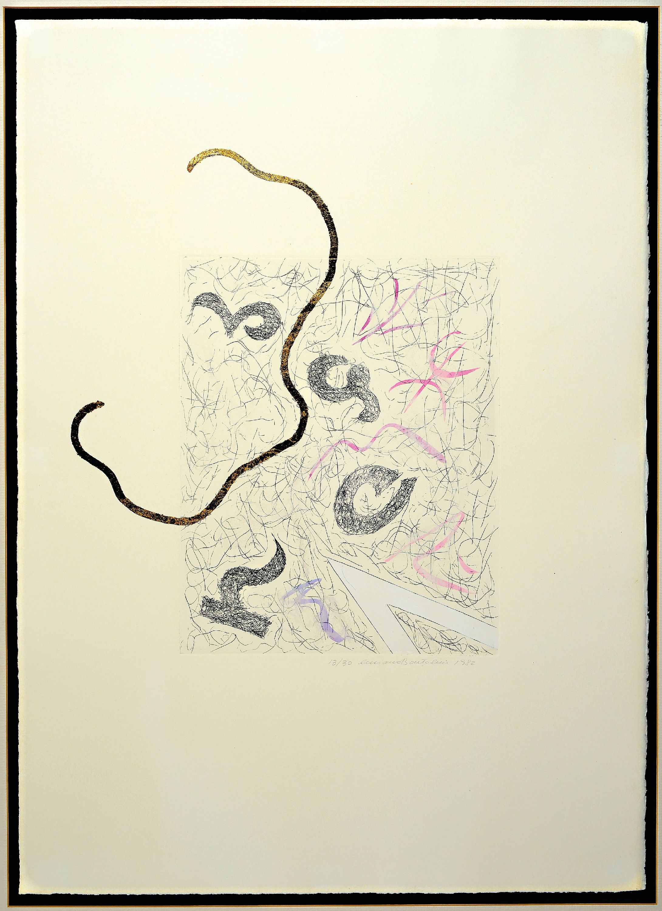 Detail l: Luciano Bartolini, 1948 Fiesole-1994, 2 Radierungen Ed. 45/50 datiert 1982 & Ed. 13/30datiert 1982; und ein Ausstellungskatalog mit Widmung und ...