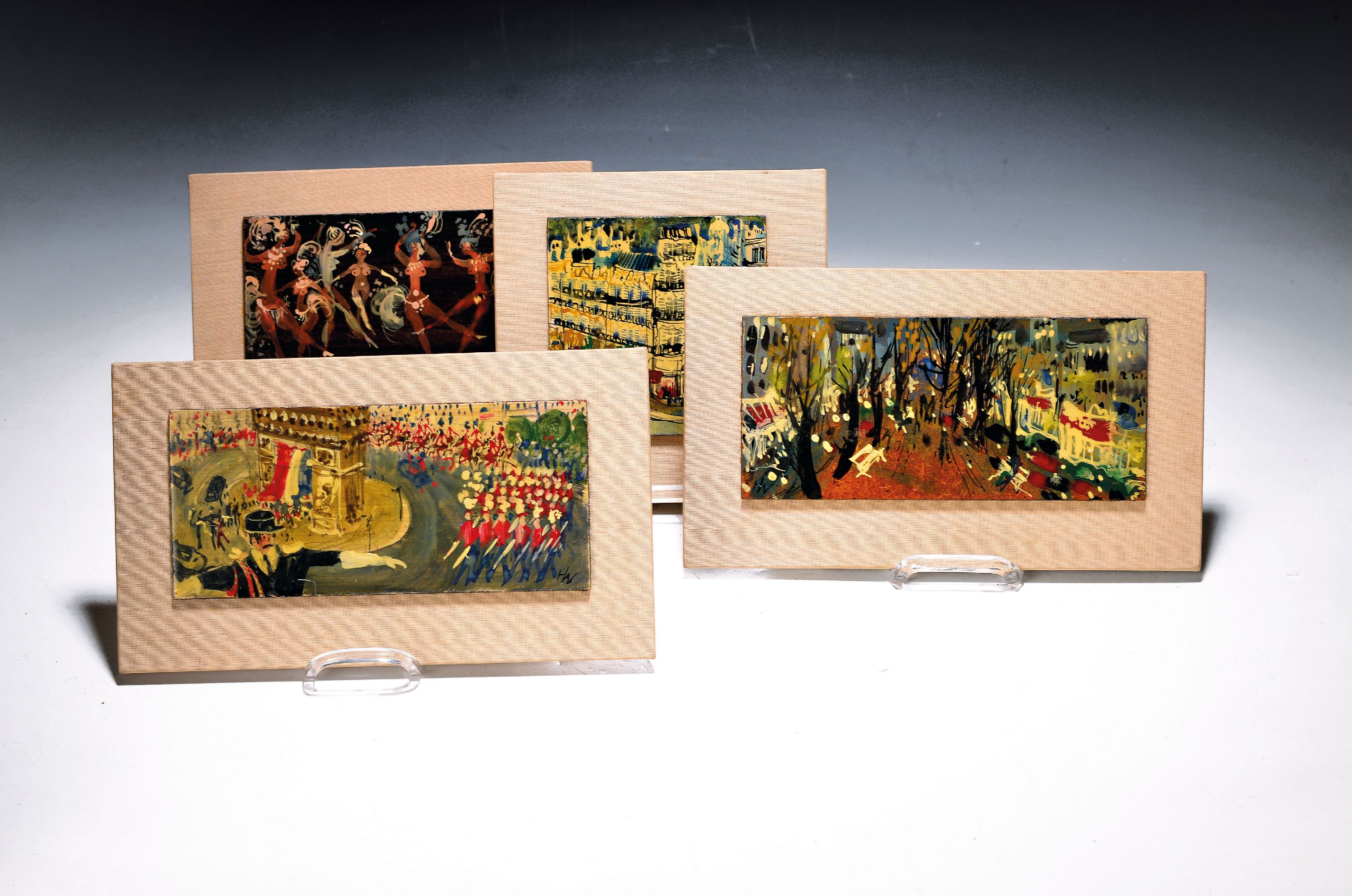 Image 26992970 - Heinz Werner, 1928 Coswig-2019, Porzellan -Maler, tätig für Meissen, 4 Ölgemälde auf ...