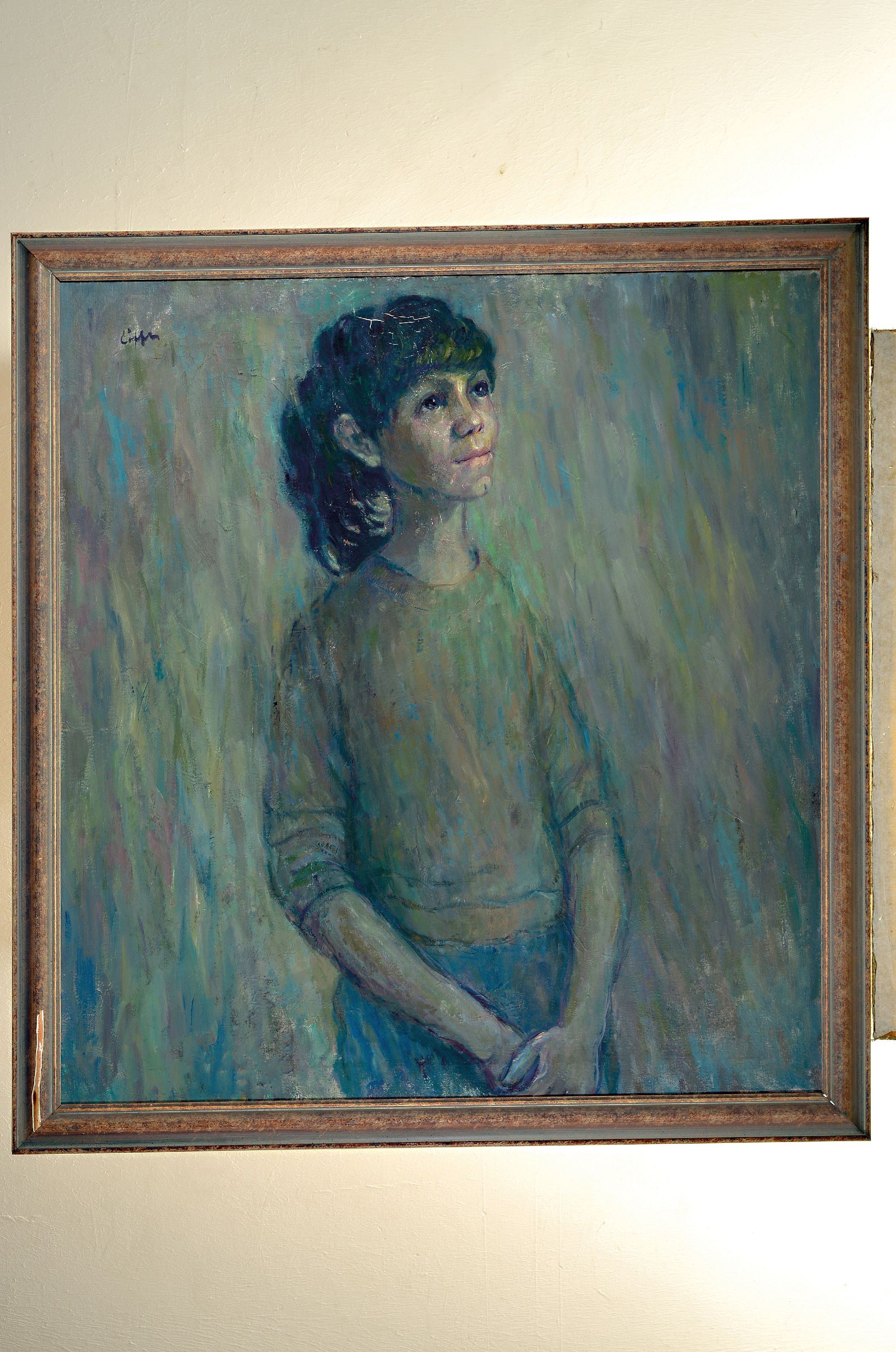 Detail k: Paul Löffler, 1920 Mannheim - 1995 Speyer, Mädchenporträt, Öl/Lwd., signiert, ca. 89 x 84 cm, Rahmen