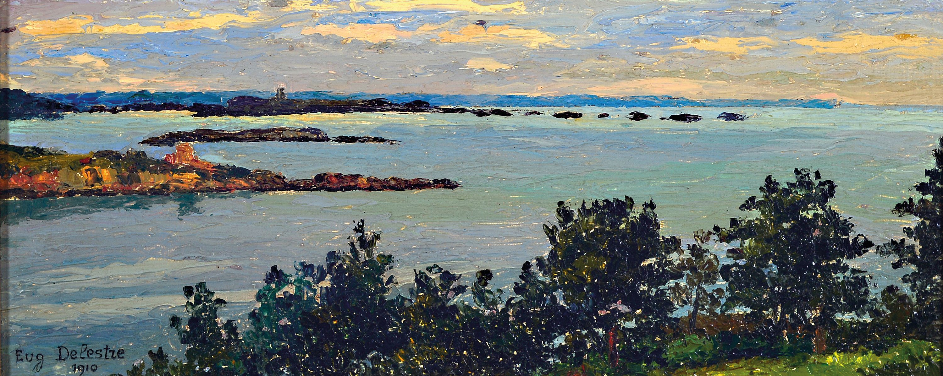 Image 26992989 - Eugen Delestre, 1862-1919, ´Les baies de Saint Briac et de Saint Jacut´, links unten ...