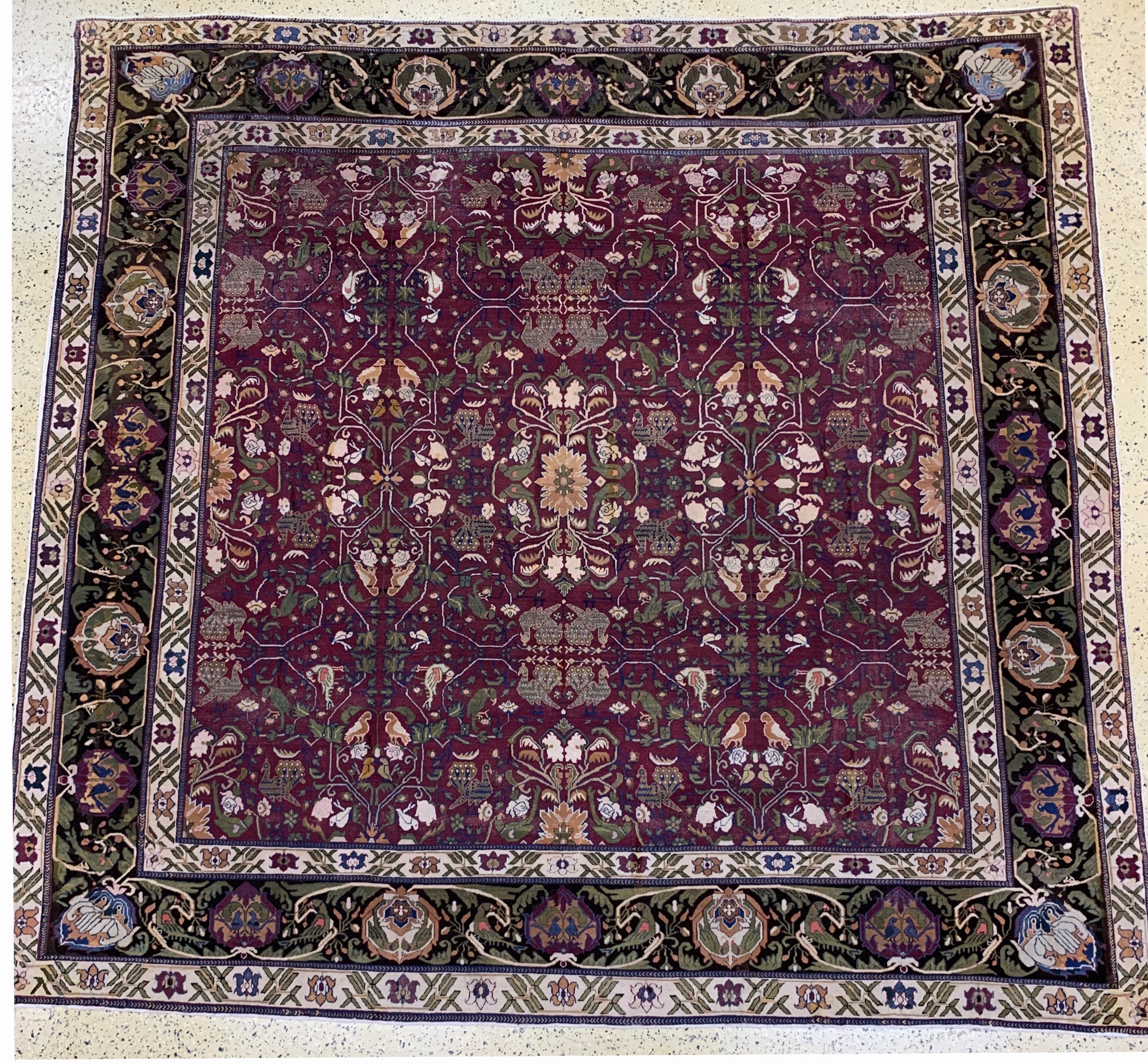 Image 26992990 - Agra antik, Indien, 19.Jhd, Wolle auf Baumwolle, ca. 301 x 312 cm, EHZ: 2-3, (Oxidiert)