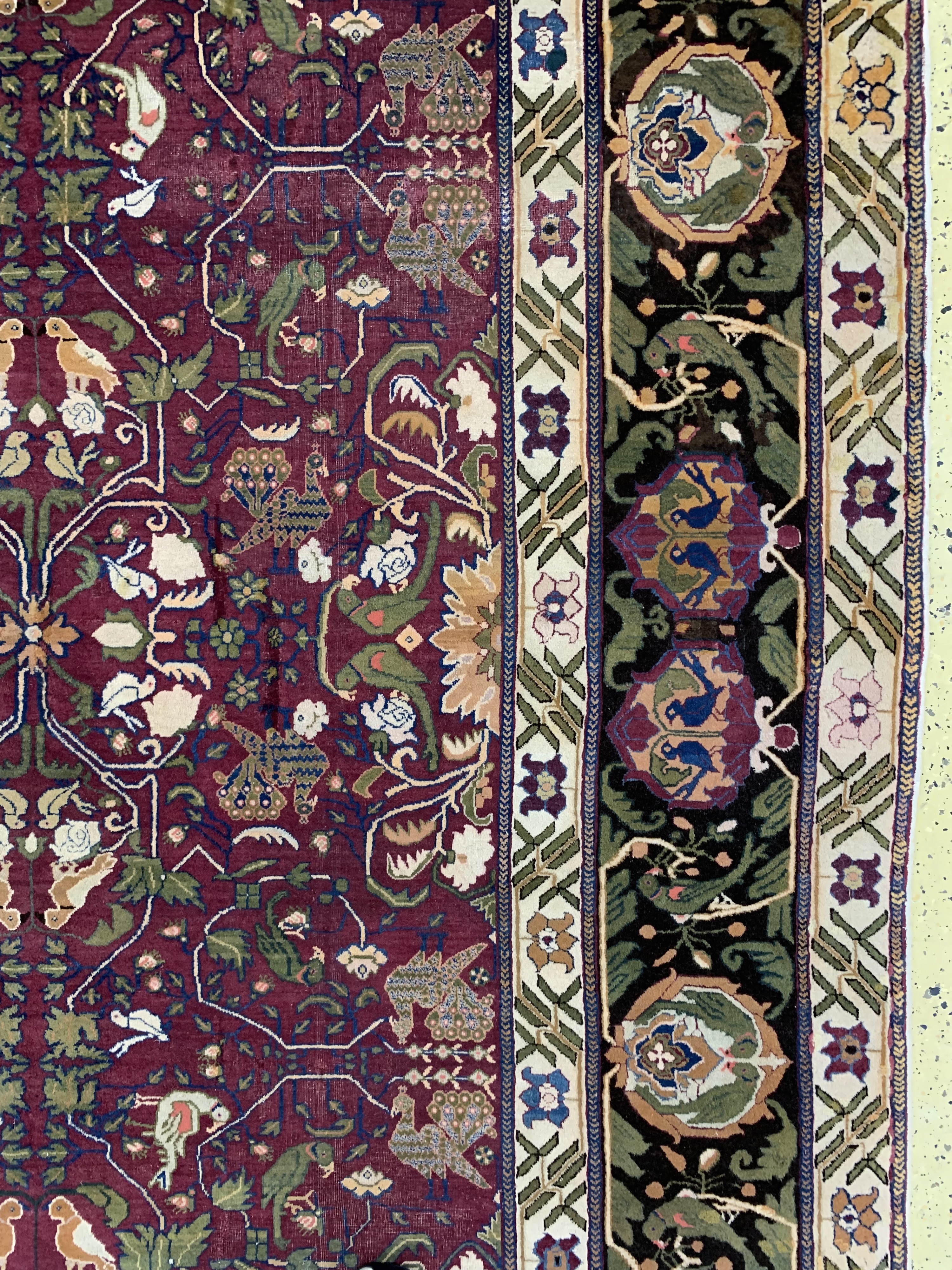 Detail f: Agra antik, Indien, 19.Jhd, Wolle auf Baumwolle, ca. 301 x 312 cm, EHZ: 2-3, (Oxidiert)