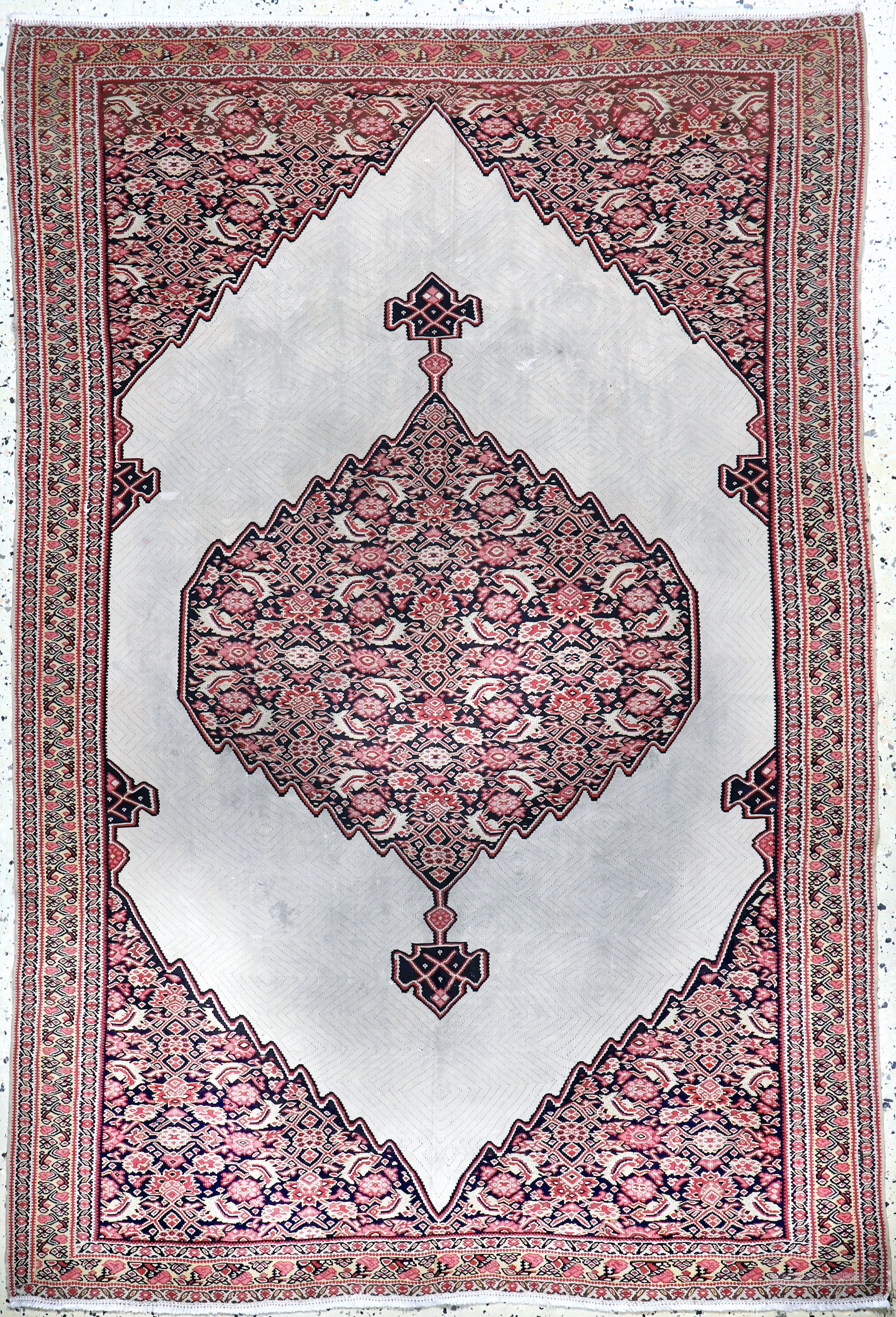 Senneh Kelim fein antik, Persien, um 1900, Wolle auf Wolle, ca. 175 x 120 cm, Reinigungsbedürftig, EHZ: 2, (restauriert)