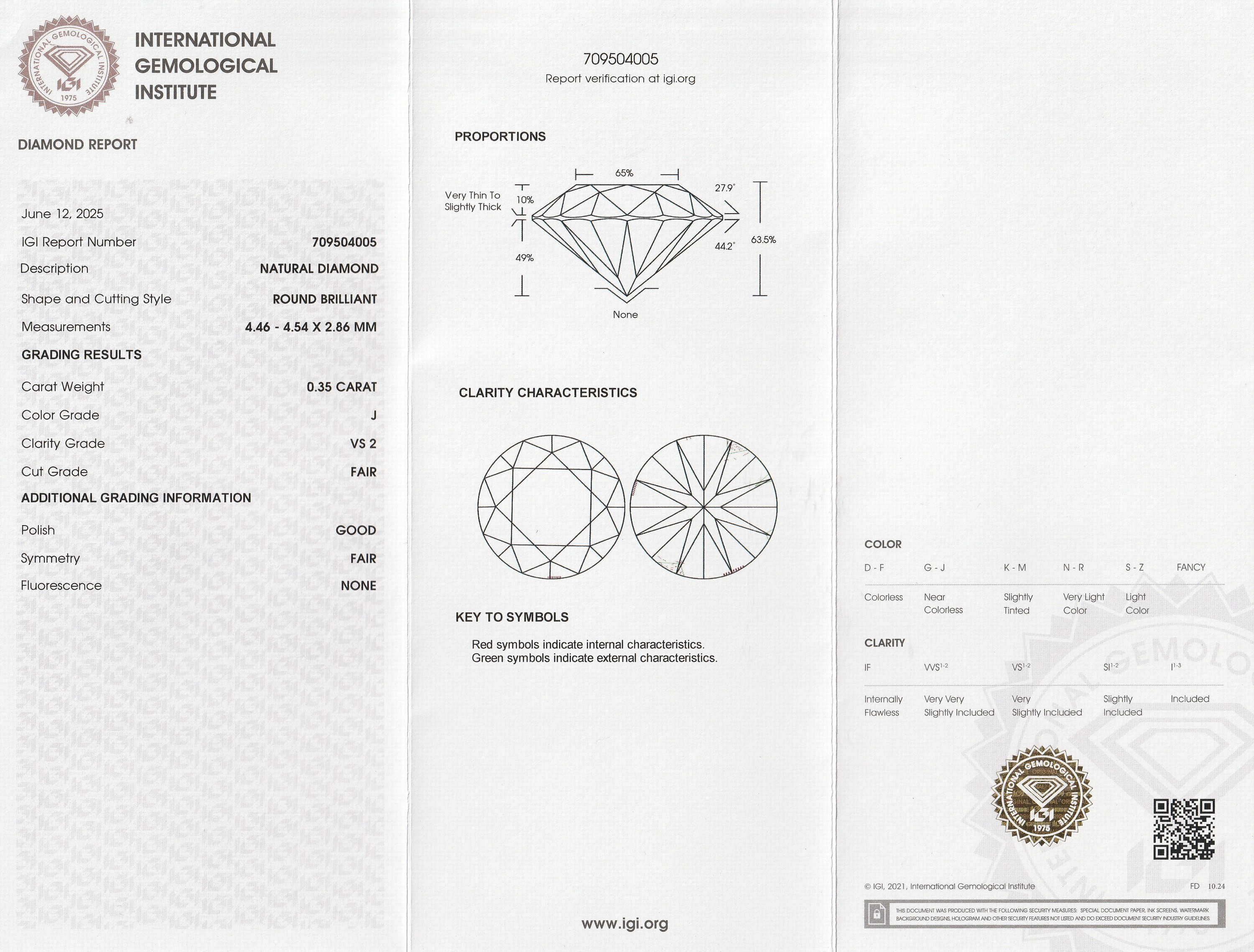 Detail a: Loser Brillant 0.35 ct l.get.Weiß(J)/vs2, eingeschweißt, IGI-Expertise