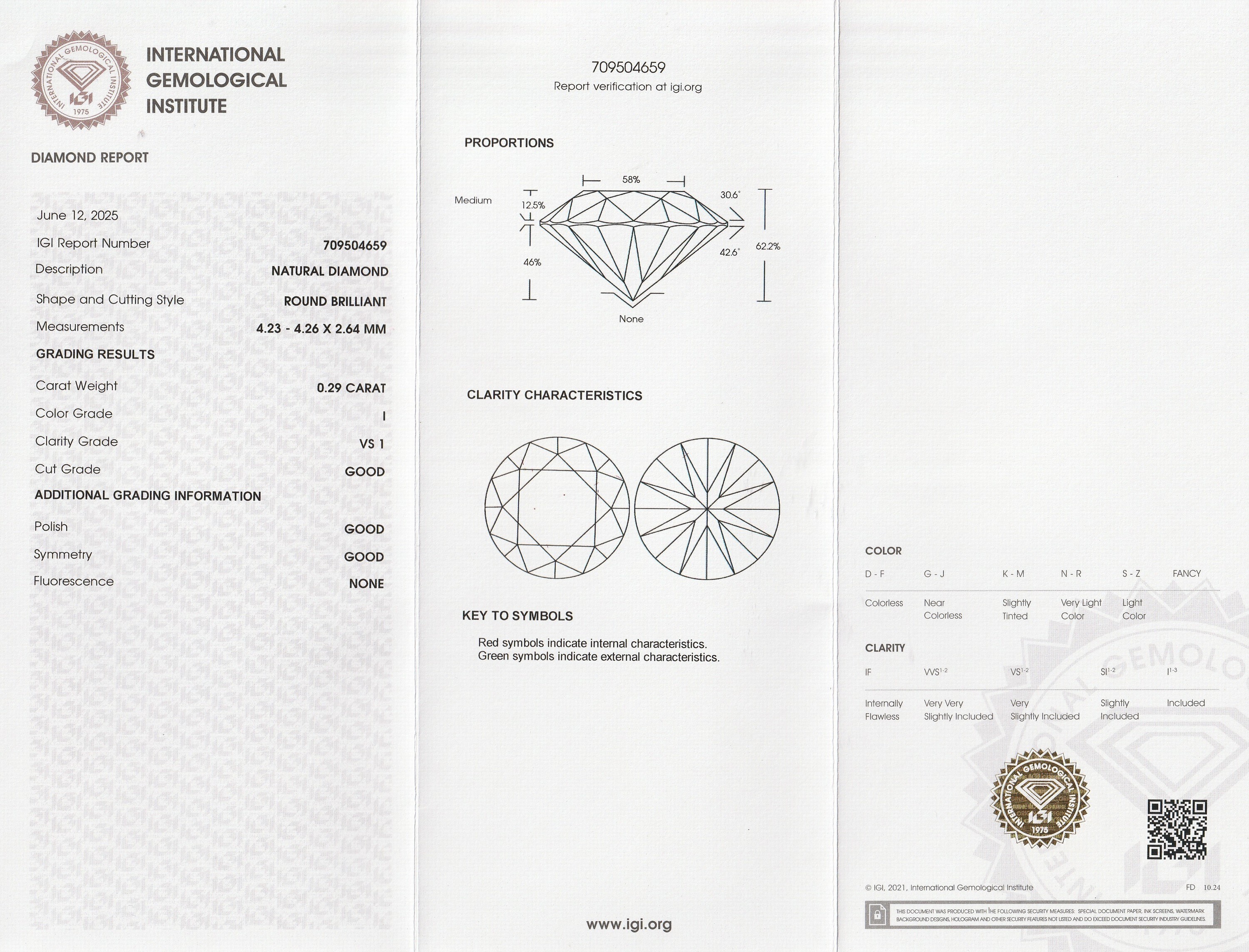 Detail a: Loser Brillant 0.29 ct l.get.Weiß(I)/vs1, eingeschweißt, IGI-Expertise