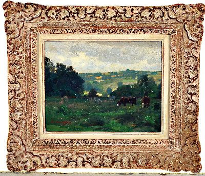 26992984k - Andre Charigny, 1902-2000 Paris, ´Les pres de la Mauldre´, so auf altem Künstleretikett ...