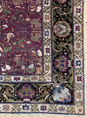 26992990a - Agra antik, Indien, 19.Jhd, Wolle auf Baumwolle, ca. 301 x 312 cm, EHZ: 2-3, (Oxidiert)