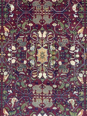 26992990e - Agra antik, Indien, 19.Jhd, Wolle auf Baumwolle, ca. 301 x 312 cm, EHZ: 2-3, (Oxidiert)