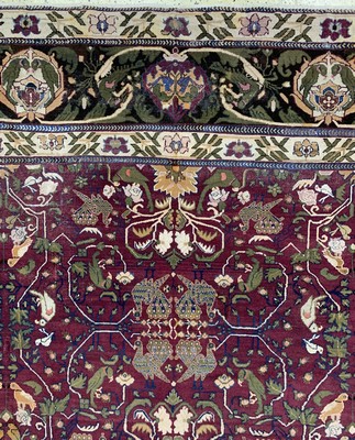26992990h - Agra antik, Indien, 19.Jhd, Wolle auf Baumwolle, ca. 301 x 312 cm, EHZ: 2-3, (Oxidiert)