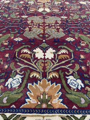 26992990k - Agra antik, Indien, 19.Jhd, Wolle auf Baumwolle, ca. 301 x 312 cm, EHZ: 2-3, (Oxidiert)