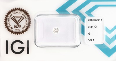 Image Loser Brillant 0.31 ct feines Weiß(G)/vs1, eingeschweißt, IGI-Expertise Schätzpreis: ...