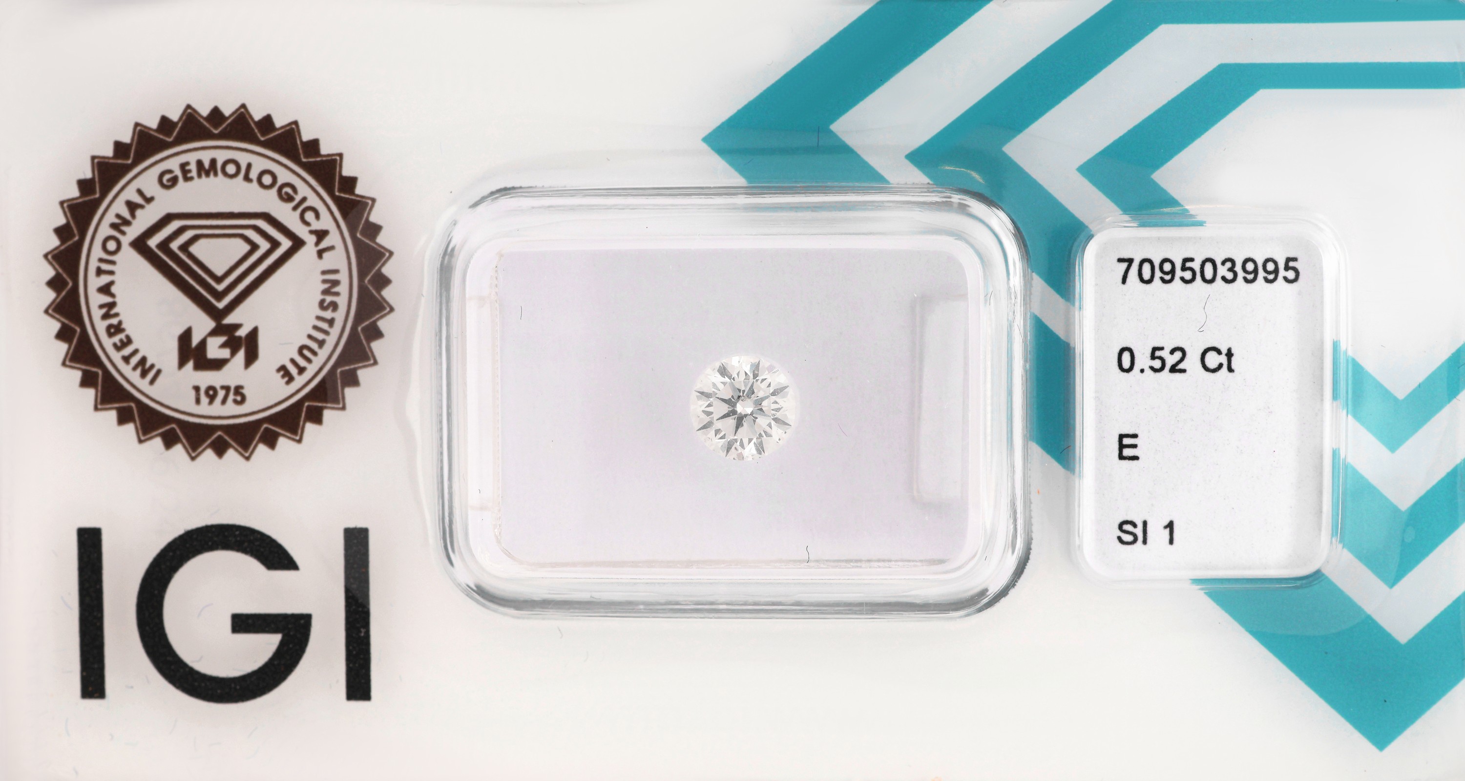 Loser Brillant 0.52 ct hochfeines Weiß(E)/si1,eingeschweißt, IGI-Expertise