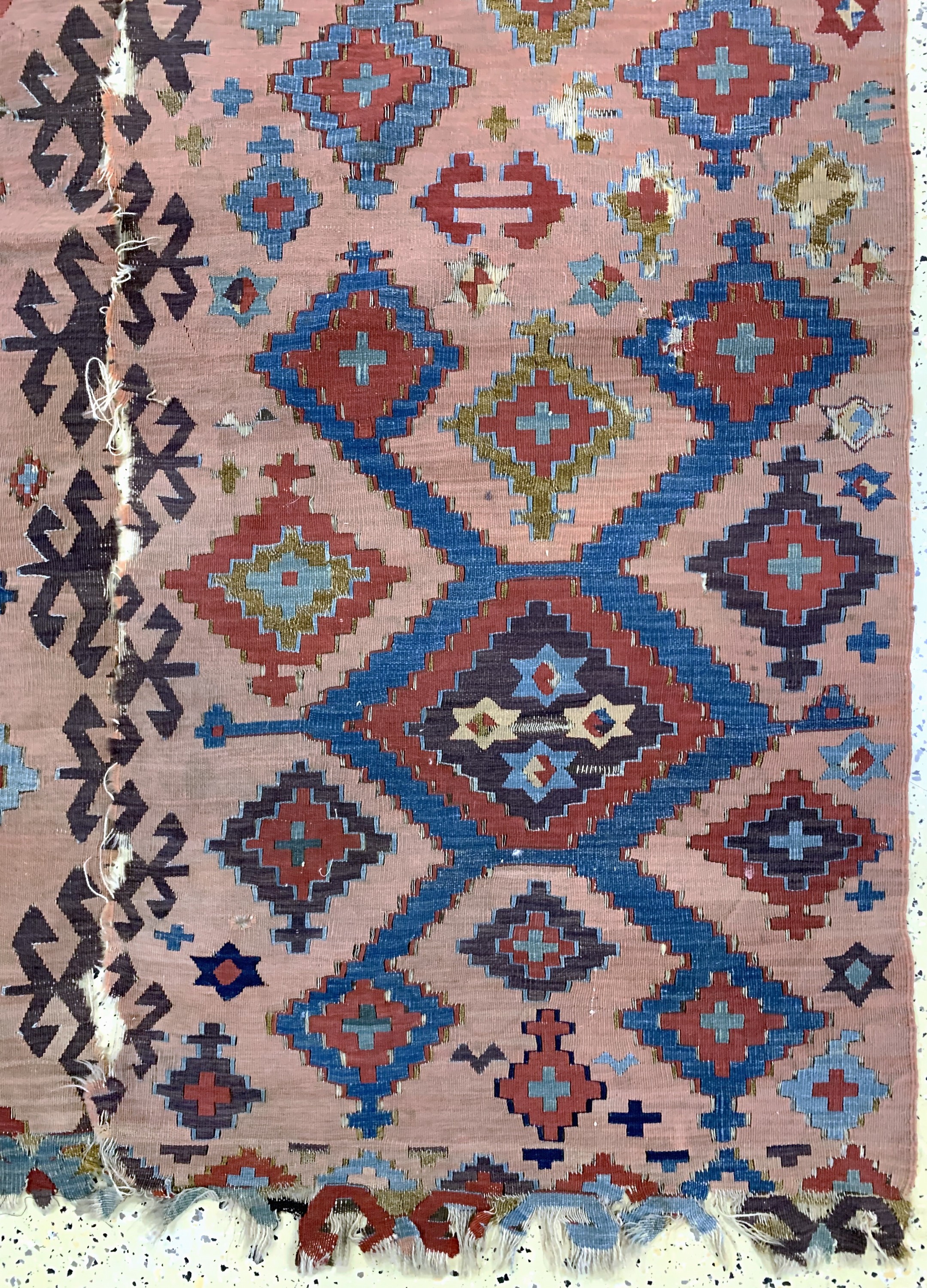 Detail a: Konya Kelim antik( 2 Bahnig), Türkei, 19.Jhd, Wolle auf Wolle, ca. 392 x 156 cm, EHZ: 3