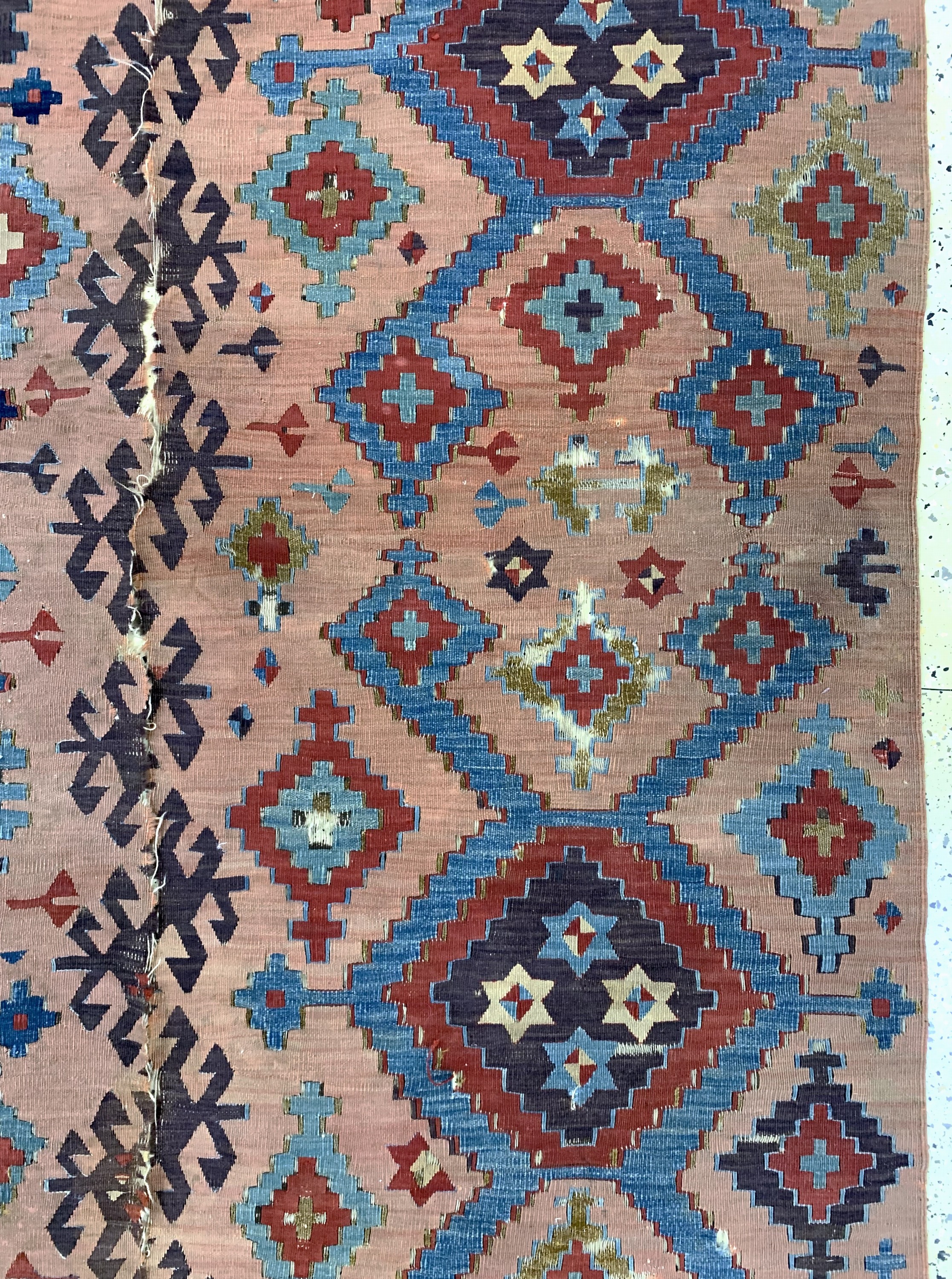 Detail d: Konya Kelim antik( 2 Bahnig), Türkei, 19.Jhd, Wolle auf Wolle, ca. 392 x 156 cm, EHZ: 3