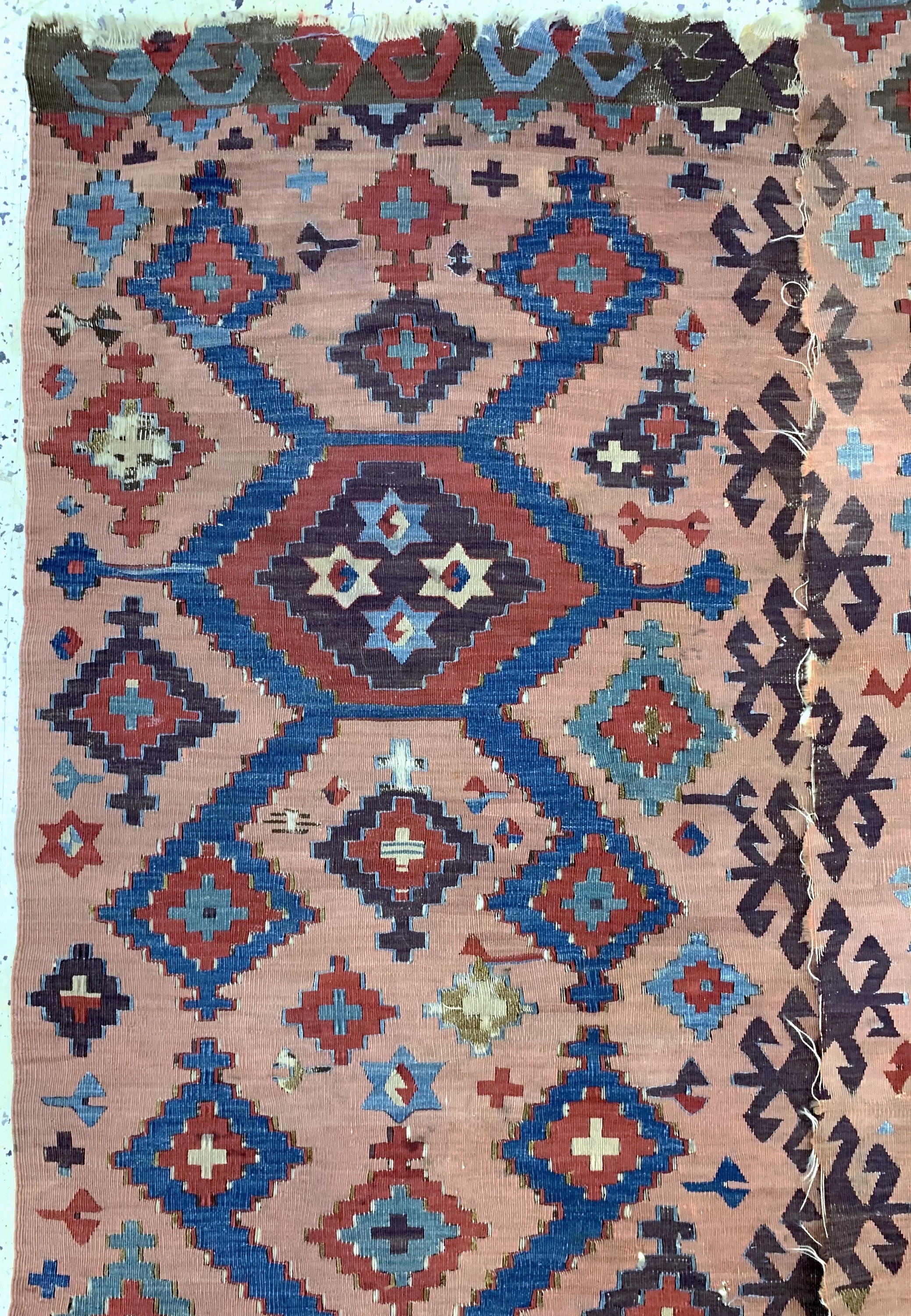 Detail e: Konya Kelim antik( 2 Bahnig), Türkei, 19.Jhd, Wolle auf Wolle, ca. 392 x 156 cm, EHZ: 3