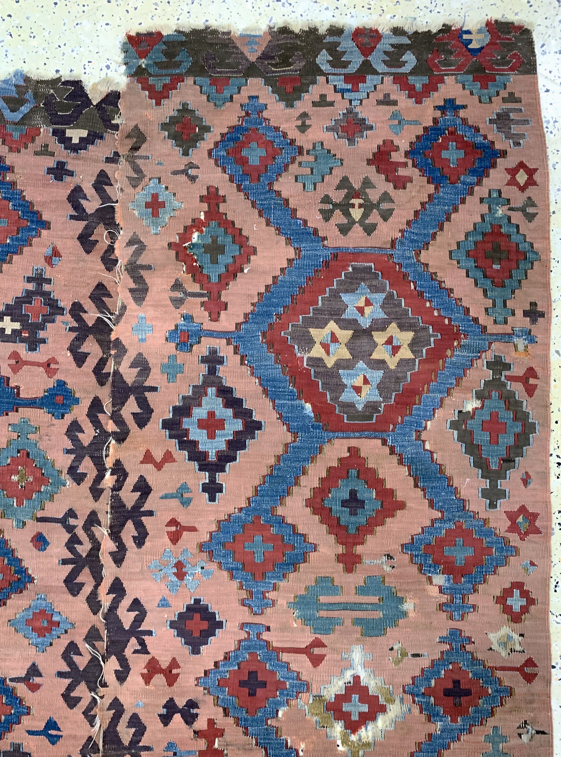 Detail f: Konya Kelim antik( 2 Bahnig), Türkei, 19.Jhd, Wolle auf Wolle, ca. 392 x 156 cm, EHZ: 3