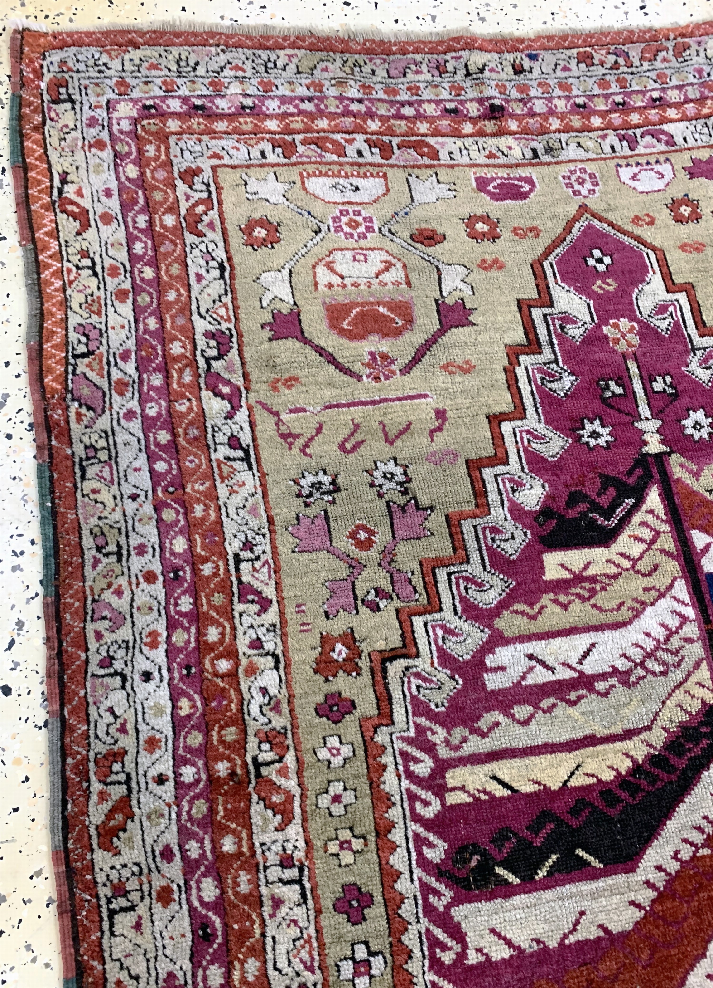 Detail d: Kirsehir antik, Türkei, datiert 1286(1864),Wolle auf Wolle, ca. 150 x 106 cm, EHZ: 2
