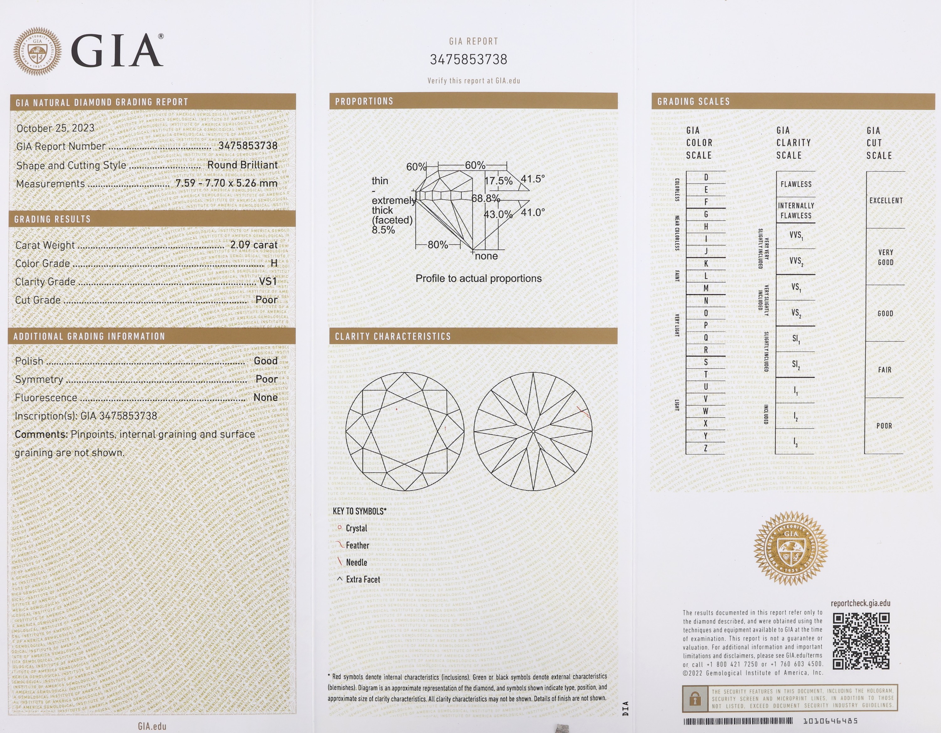 Detail a: 14 kt Gold Brillant-Ring, WG 585/000, Brillant 2.09 ct Weiß(H)/vs1, RW 60, ca. 3.5 g, GIA-Expertise für Brillant anbei