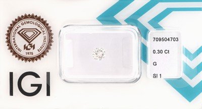 Image Loser Brillant 0.30 ct feines Weiß(G)/si1, eingeschweißt, IGI-Expertise Schätzpreis: ...