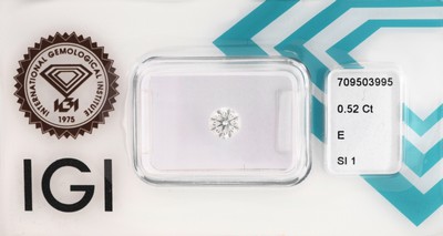 Image Loser Brillant 0.52 ct hochfeines Weiß(E)/si1,eingeschweißt, IGI-Expertise ...