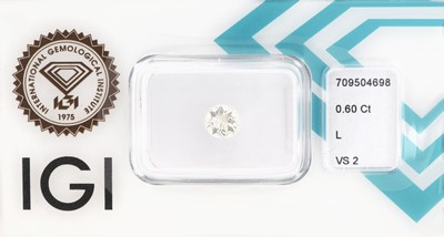 Image Loser Brillant 0.60 ct get.Weiß(L)/vs2, eingeschweißt, IGI-Expertise Schätzpreis: ...