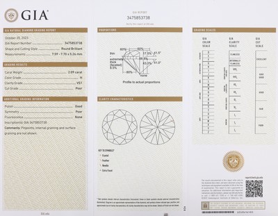 26993061a - 14 kt Gold Brillant-Ring, WG 585/000, Brillant 2.09 ct Weiß(H)/vs1, RW 60, ca. 3.5 g, ...