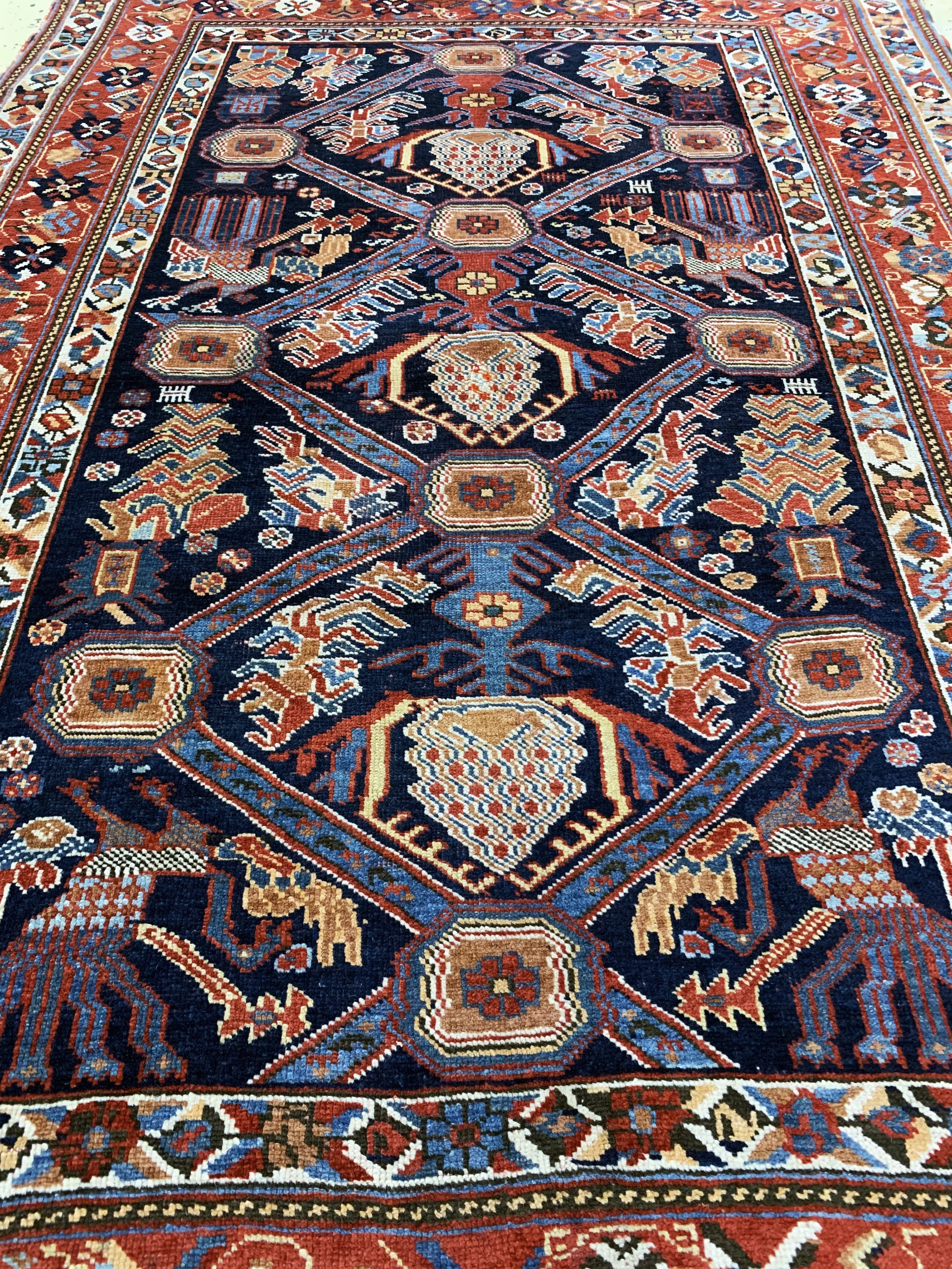 Detail d: Antiker Afschar, Persien, 19.Jhd, Wolle aufWolle, ca. 180 x 120 cm, EHZ: 2-3, (restauriert)