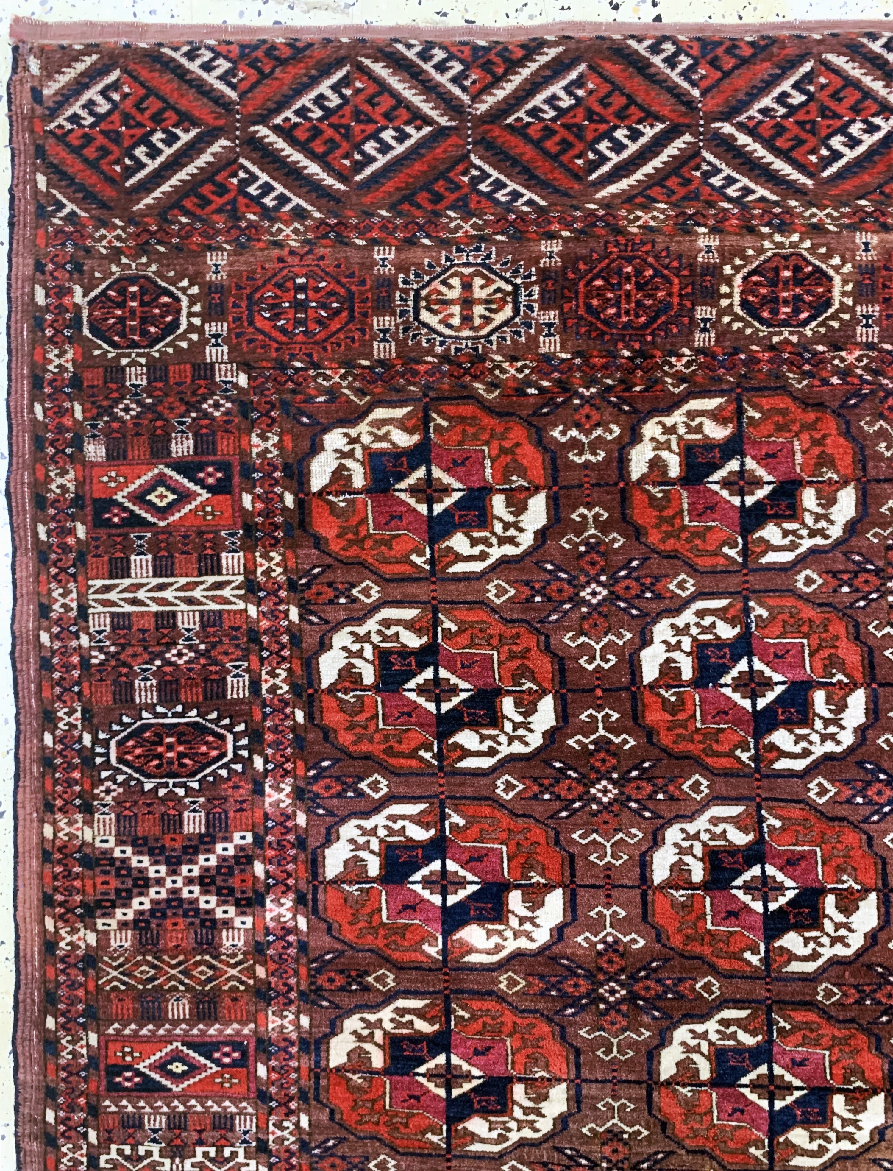 Detail c: Tekke"Hauptteppich"antik, Turkmenistan, 19.Jhd, Wolle auf Wolle, ca. 274 x 194 cm, EHZ: 2