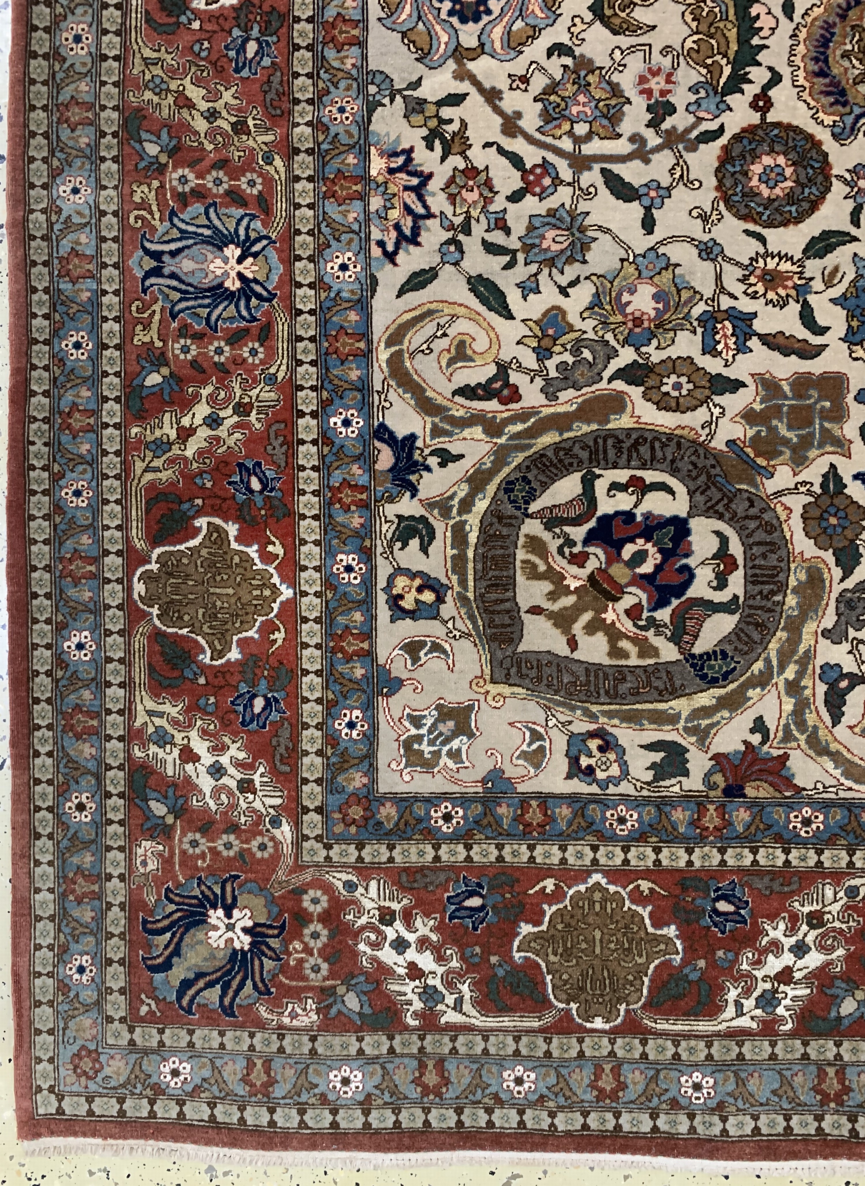Detail c: Teheran"Part-Silk"fein alt, Persien, Anfang20.Jhd, Korkwolle mit Seide, ca. 360 x 270 cm,EHZ: 2