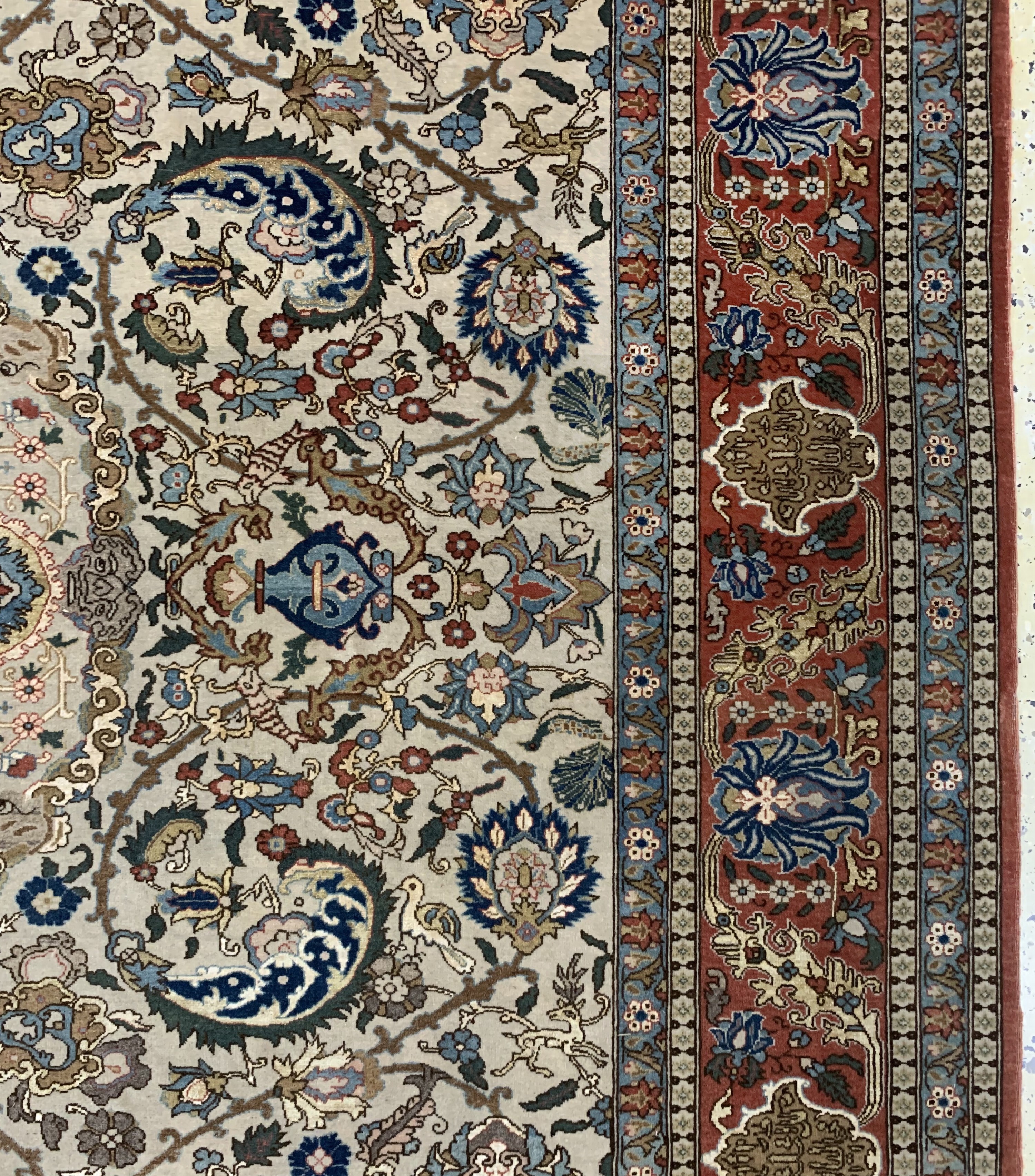 Detail f: Teheran"Part-Silk"fein alt, Persien, Anfang20.Jhd, Korkwolle mit Seide, ca. 360 x 270 cm,EHZ: 2