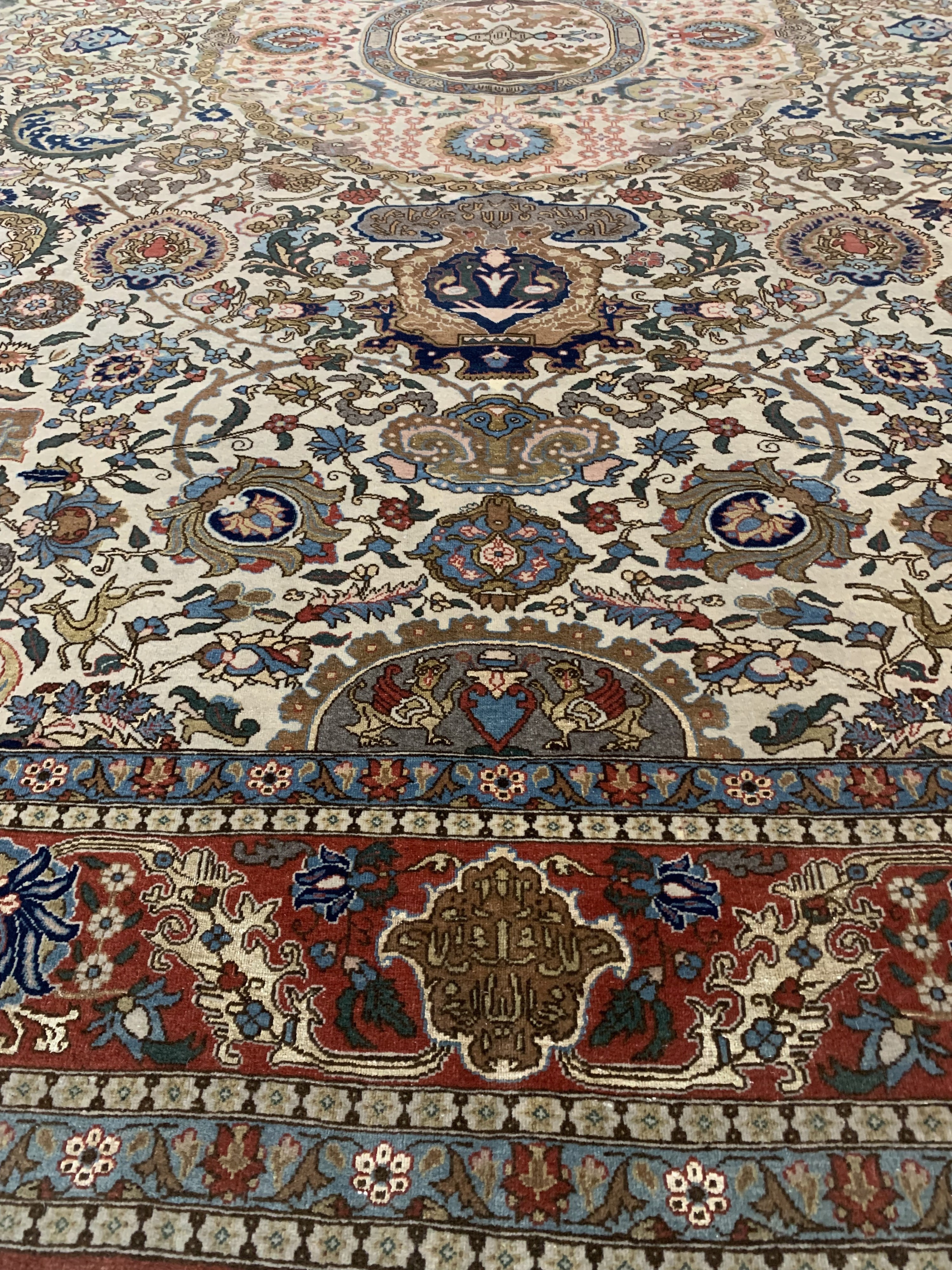 Detail j: Teheran"Part-Silk"fein alt, Persien, Anfang20.Jhd, Korkwolle mit Seide, ca. 360 x 270 cm,EHZ: 2